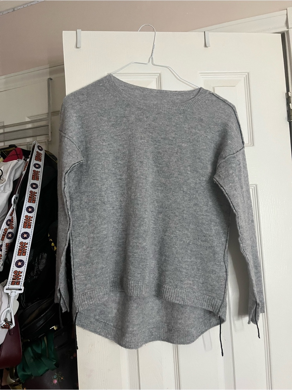 Relaxed Heather Gray Crewneck Sweater - Women's Scoop Neck